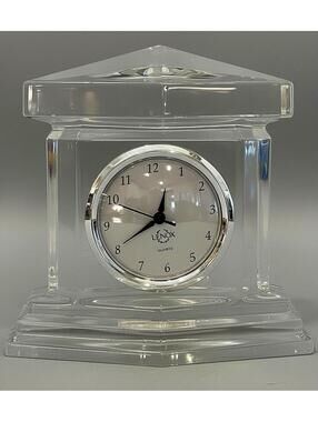 Lenox Crystal Mantel Clock Full Lead Crystal Quartz Desk Clock - 6" Tall - 10320